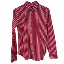 Ralph Lauren Sport Long Sleeve Button Down Pink White Stripes Size 4 24x18 - £31.95 GBP