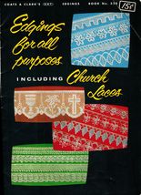Vtg 50s Knit Crochet Edgings Church Laces Curtains Pillows Place Mats Pattern - £10.22 GBP