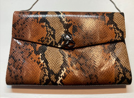 KATE LANDRY Women&#39;s Faux Leather Snakeskin Print Evening Handbag Clutch w strap - £13.31 GBP