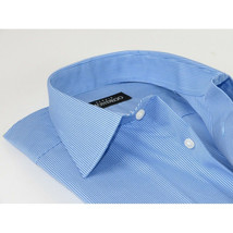 Men Mondego 100% Cotton Dress Sport shirt Regular Modern fit sn6100 Blue Stripe image 3