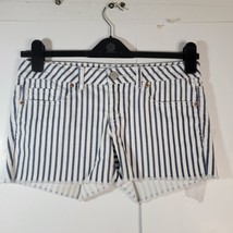 Womans Aeropostale Blue/White Striped short shorts Size 5/6 Fringed Bottom - £12.40 GBP