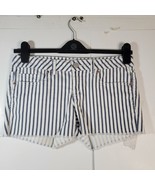 Womans Aeropostale Blue/White Striped short shorts Size 5/6 Fringed Bottom - £12.39 GBP