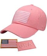 ANTOURAGE American Flag Vintage Hat for Men &amp; Women +2 Patches- Pink  - £15.68 GBP