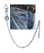 Pocket Watch Chain Silver Albert Chain Life Tree Medal Fob Swivel Clasp ... - $22.44 CAD