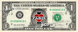I LOVE PARIS on REAL Dollar Bill Cash Money Bank Note Currency Celebrity... - $125.29 MXN