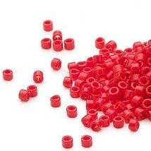 Miyuki Delicas 11/0, Op Vermillion Red 727, 50g of glass beads, siam - $14.50