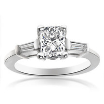 1.25 Carat G-SI1 Princess Cut Diamond Three Stone Engagement Ring 14K White Gold - £3,943.75 GBP