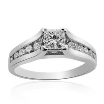 1.50 Carat H-VVS2 Natural Princess Cut Diamond Engagement Ring 14K White Gold - £2,387.90 GBP