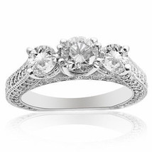 2.62 Carat F-SI1 Natural Round Diamond Pave Set Engagement Ring 14K White Gold - £3,248.85 GBP