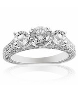 2.62 Carat F-SI1 Natural Round Diamond Pave Set Engagement Ring 14K Whit... - £3,273.18 GBP