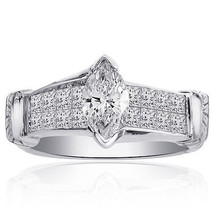 2.00 Carat H-VS2 Natural Marquise Shape Diamond Engagement Ring 18K White Gold - £3,549.30 GBP