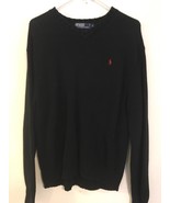 Ralph Lauren Polo Sweater Solid Black Red Pony Men&#39;s Size L 100% Cotton ... - $23.75