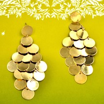 Women new gold round disc chandelier drop pierced earrings - £7,923.87 GBP