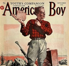 Hitchhiker Outdoorsman Football 1938 Lithograph American Boy Cover DWCC12 - £39.81 GBP