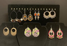 7 Sets Pierced Dangling Vintage Earrings Hoops Beads Shell Butterflies - $213.82 MXN