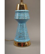 Original Vintage Mid Century Atomic Space Age Table Lamp Turquoise Gold ... - $112.79