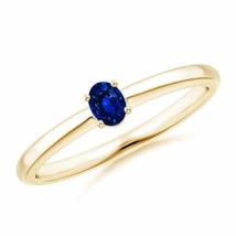 Angara Natural 4x3mm Blue Sapphire Ring in 14K Yellow Gold (Ring Size: 7) - £345.23 GBP