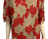 NWT Chico&#39;s Tan and Red Short Sl Lined Lace Top  Size XL - £29.71 GBP