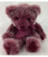 Russ Berrie &amp; Co Bearberry Bear Plush Stuffed Animal Purple Bow 5” Plum ... - £10.34 GBP