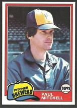 Milwaukee Brewers Paul Mitchell 1981 Topps Baseball Card # 449 nr mt - £0.39 GBP