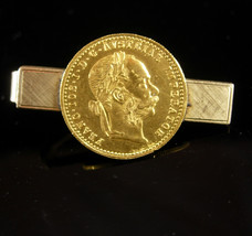 Antique 22kt gold Coin Tie Clip Austrian Ducat  Anson 12Kt GF  Numismati... - $375.00
