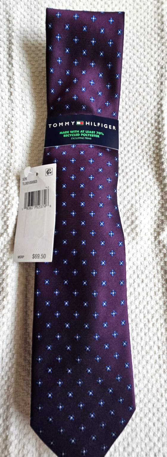 Tommy Hilfiger Men&#39;s Silk Blend Tie 526 TL00100003 Purple NEW MSRP: $69.50 - $18.76