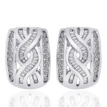 1.00 Carat Diamond Accent Infinity J-Hoop Earrings 14K White Gold - $738.64