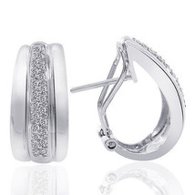 0.45 Carat Round Cut Diamond J-Hoop Earrings 14K White Gold - $596.08