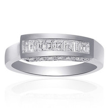 0.70 Carat Asscher &amp; Round Cut Diamond Wedding Band in 14K White Gold - £355.32 GBP