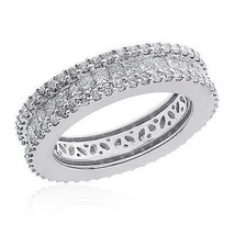 18K White Gold 2.45 tcw Princess &amp; Round Brilliant Cut Diamond Eternity Wedding - £2,549.76 GBP