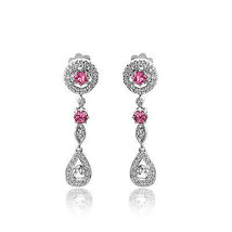 0.90 Carat Diamond Antique Style Rosecut Drop Earrings Tourmaline 14K Wh... - $826.85