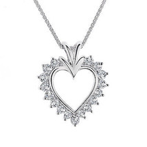 0.60 Carat Diamond Heart Pendant 14K White Gold - £521.50 GBP