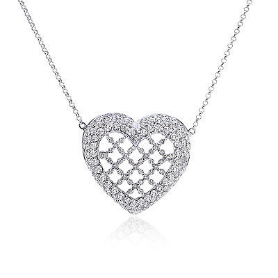 Primary image for 2.15 Carat Diamond Heart Pendant 18K White Gold