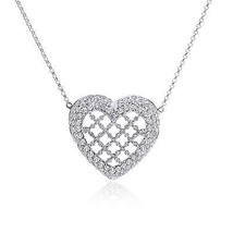 2.15 Carat Diamond Heart Pendant 18K White Gold - £1,501.93 GBP