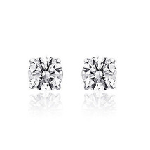 1.00 Carat Round Cut Diamond Solitaire Stud Earrings 14K White Gold - £1,661.62 GBP