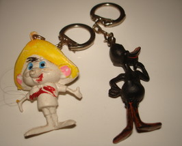 Vintage Daffy Duck And Speedy Gonzales Looney Tunes Figural Plastic Key Rings - £5.49 GBP