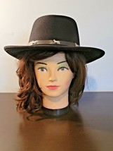 Dorfman Pacific Stockton, CA 100% Wool Felt Size Medium Black Cowboy Hat - £30.99 GBP