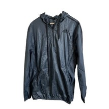 Adidas Men’s Pullover Raincoat Windbreaker Blue 1/4 Zip Jacket Size Medium Hood - £15.82 GBP