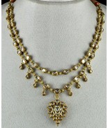 Natural Diamond 22k Yellow Gold Necklace Jadau Old Indian Antique Set Ea... - £5,832.10 GBP