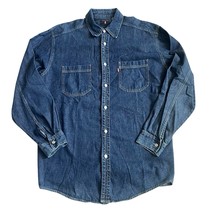 Vintage Levi’s Men’s Red Tab Denim Button Up Work Chore Shirt Sz L Dark ... - $39.55