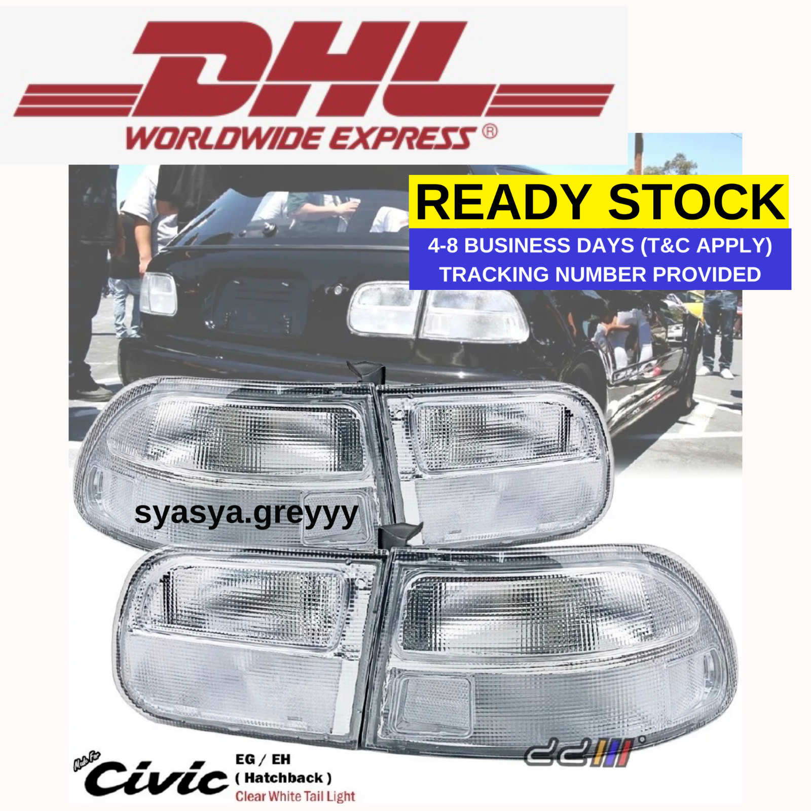 Primary image for NEW!! Clear White Rear Tail Light Lamp For Honda Civic 3Dr Hatchback EG6 1992-95