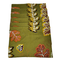 Better Homes &amp; Gardens 6pc Placemats Fall Theme Autumn Leaves Avocado Green - £21.45 GBP
