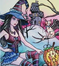 Halloween Postcard Nikki Burnette Gothic Witch Fantasy Rhea 2012 Limited To 35 - $111.15