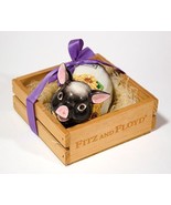 FITZ AND FLOYD COUNTRY SUNFLOWER PIG HOG POMANDER IN CRATE 1992 RETIRED - €20,62 EUR