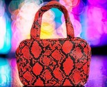 Ipsy Glam Bag Bailey Sarian Red/Black Faux Snakeskin Makeup Bag New With... - $34.64
