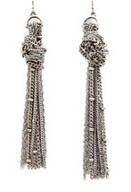 Women new pewter knot tassel chain hook pierced earrings fashion party gift - $9,999.00
