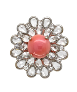 18k White Gold 3.46 Carat Conch Pearl and Rose Cut Diamond Ring w/ Repor... - $7,964.55