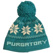 Purgatory Wool Beanie Durango Colorado Snowflakes Turquoise Winter Pom Tobogan - £31.50 GBP