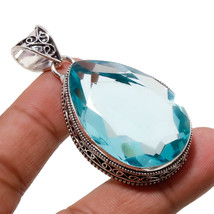 Swiss Blue Topaz Gemstone Handmade Fashion Vintage Pendant Jewelry 2.20&quot; SA 2463 - £4.78 GBP