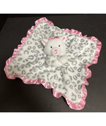 Okie Dokie Cat Leopard Plush Pink Grey Satin Ruffle Baby Security Lovey Blanket
